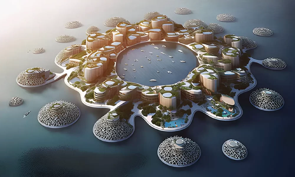 Luca Curci Architects And Tim Fu Propose Floating City Featuring Wavy And Interconnected Platforms
