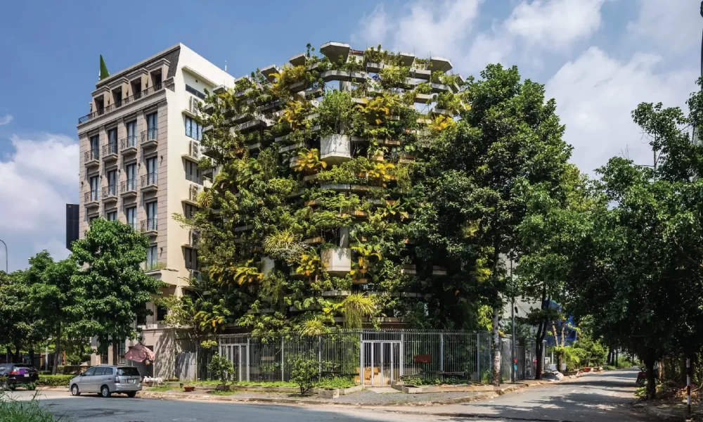 Vo Trong Nghia Architects wraps own office in urban fruit and vegetables farm